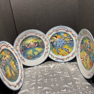 Vintage Paris Street Entertainers Joan Hansen 7 3/4Plates, Circus Entertainment